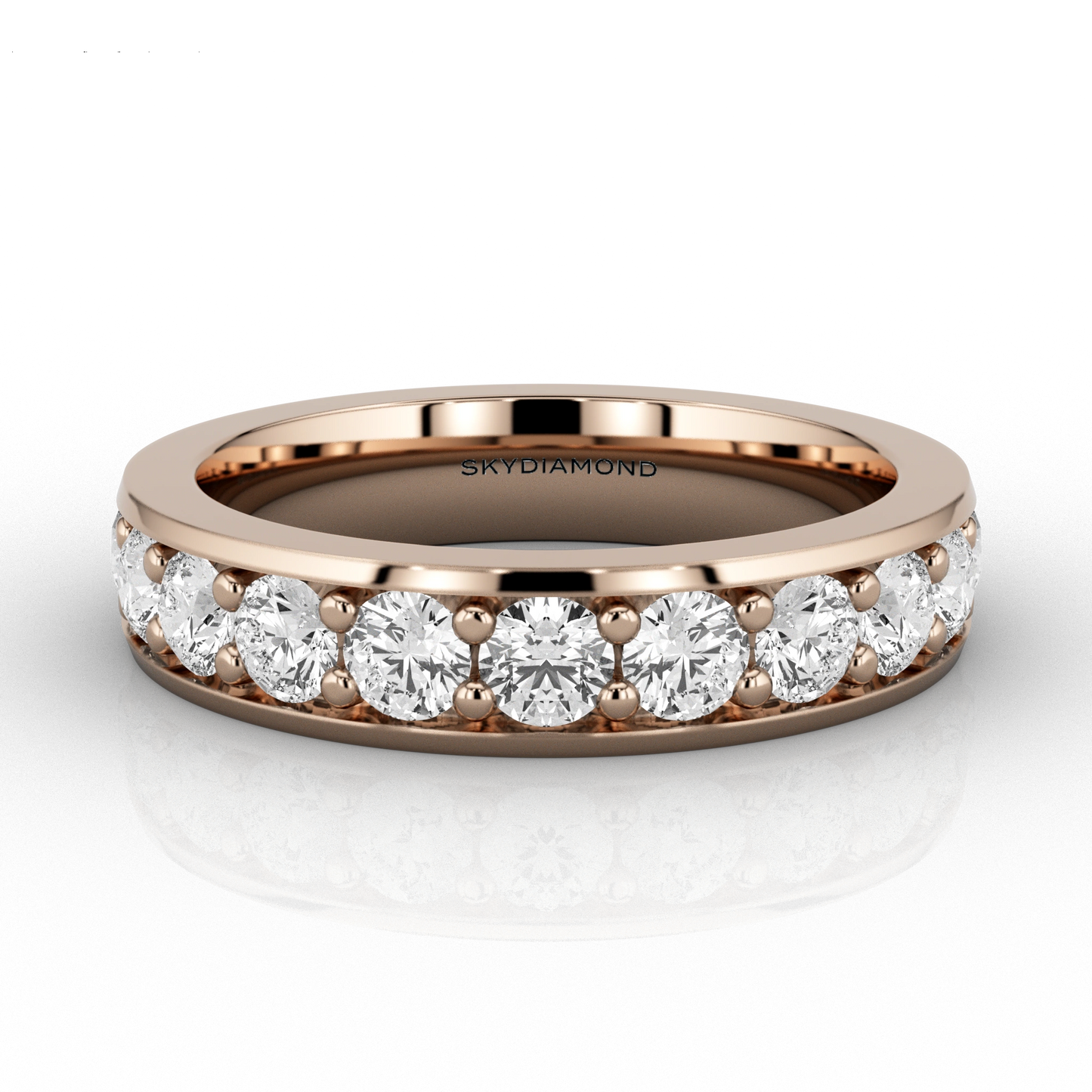 Round Brilliant 1.2ct Grain-Set Two-Thirds Eternity Ring in Rose Gold