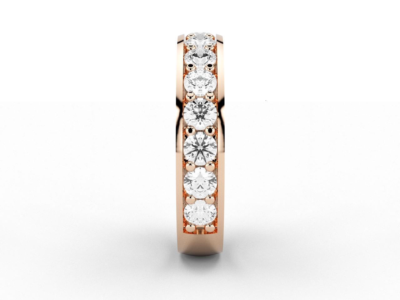 Round Brilliant 1.2ct Grain-Set Two-Thirds Eternity Ring in Rose Gold