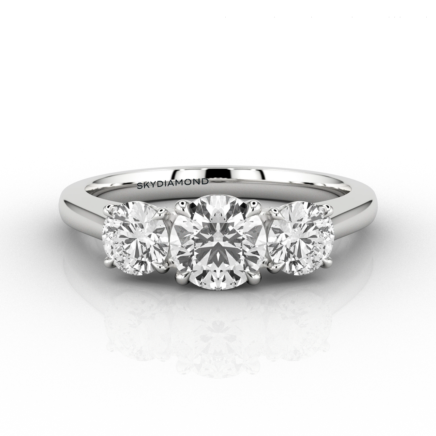 Trilogy 1ct Diamond 3 Stone Engagement Ring in Recycled 18ct White Gold