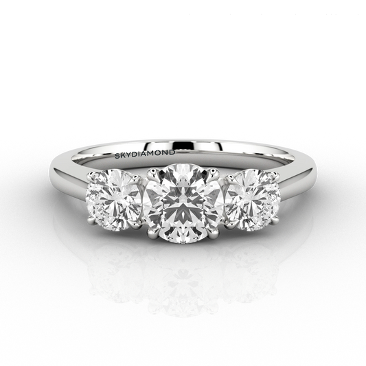 Trilogy 1ct 3 Stone Engagement Ring in 18ct White Gold