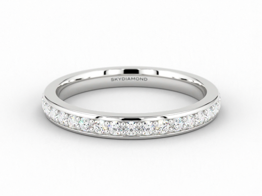 Round Brilliant 0.3ct Grain-Set Half Eternity Ring in 18ct Recycled White Gold