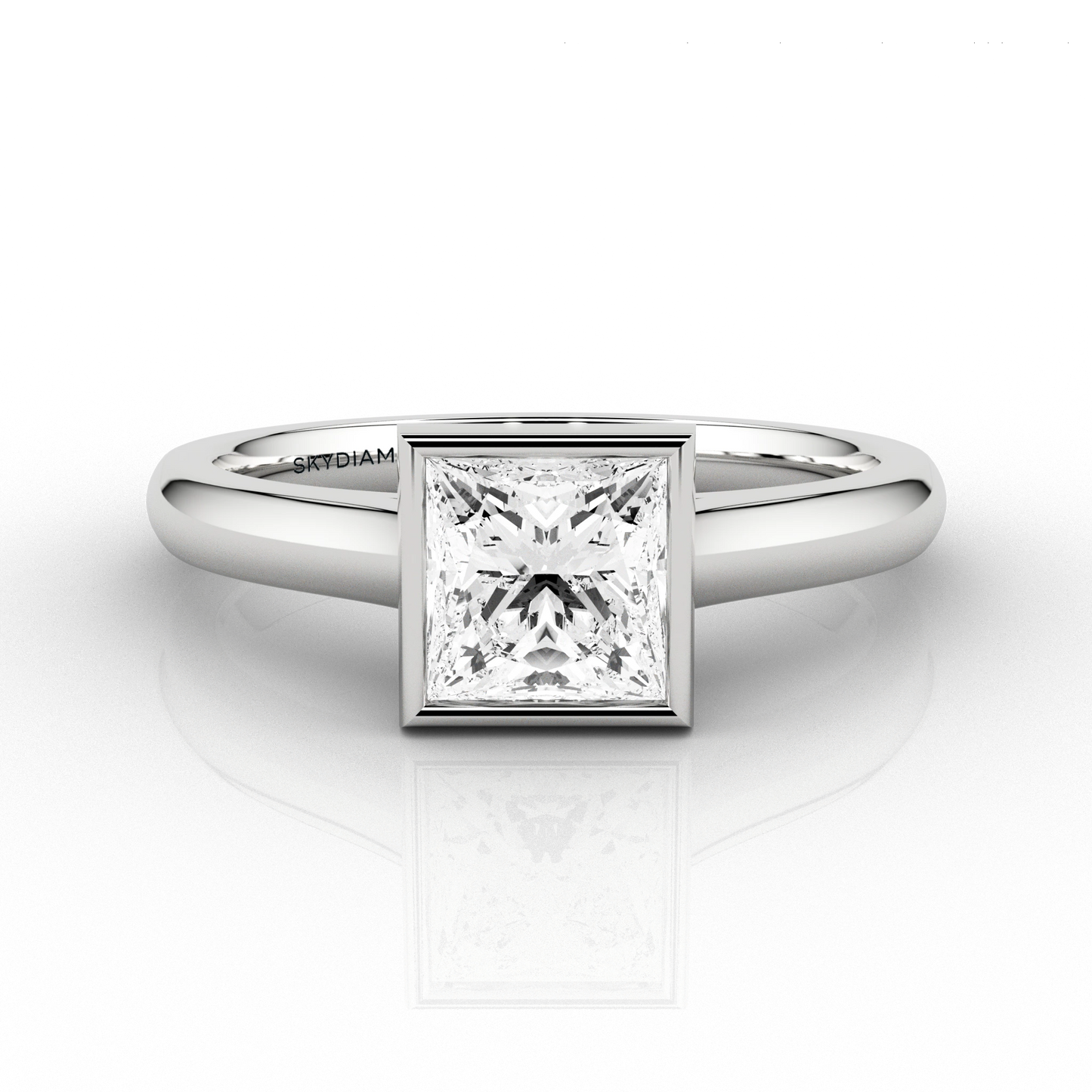 Modern Set Princess Cut 0.82ct Diamond Ring in 18ct Recycled White Gold