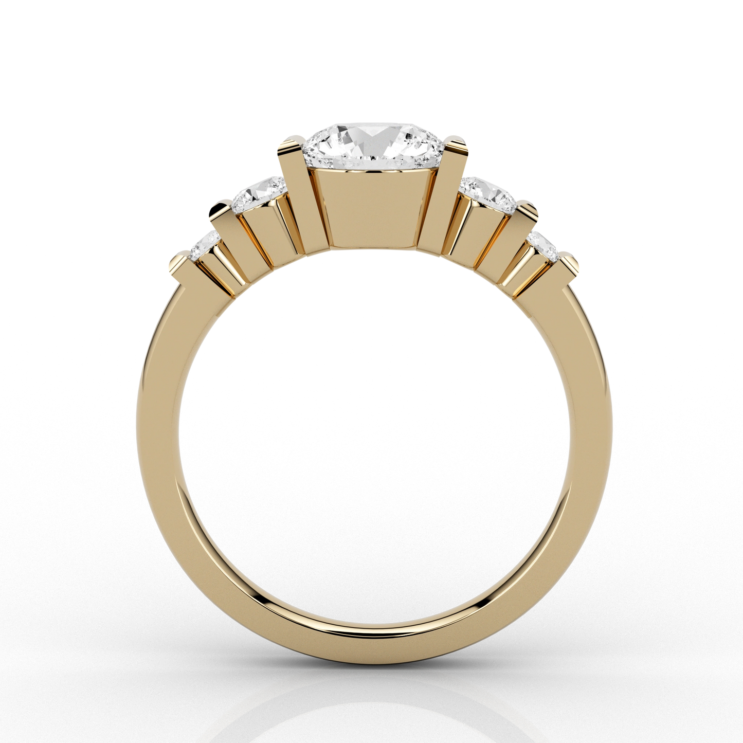 Deco 5 Stone 1.32ct Engagement Ring in 18k yellow gold