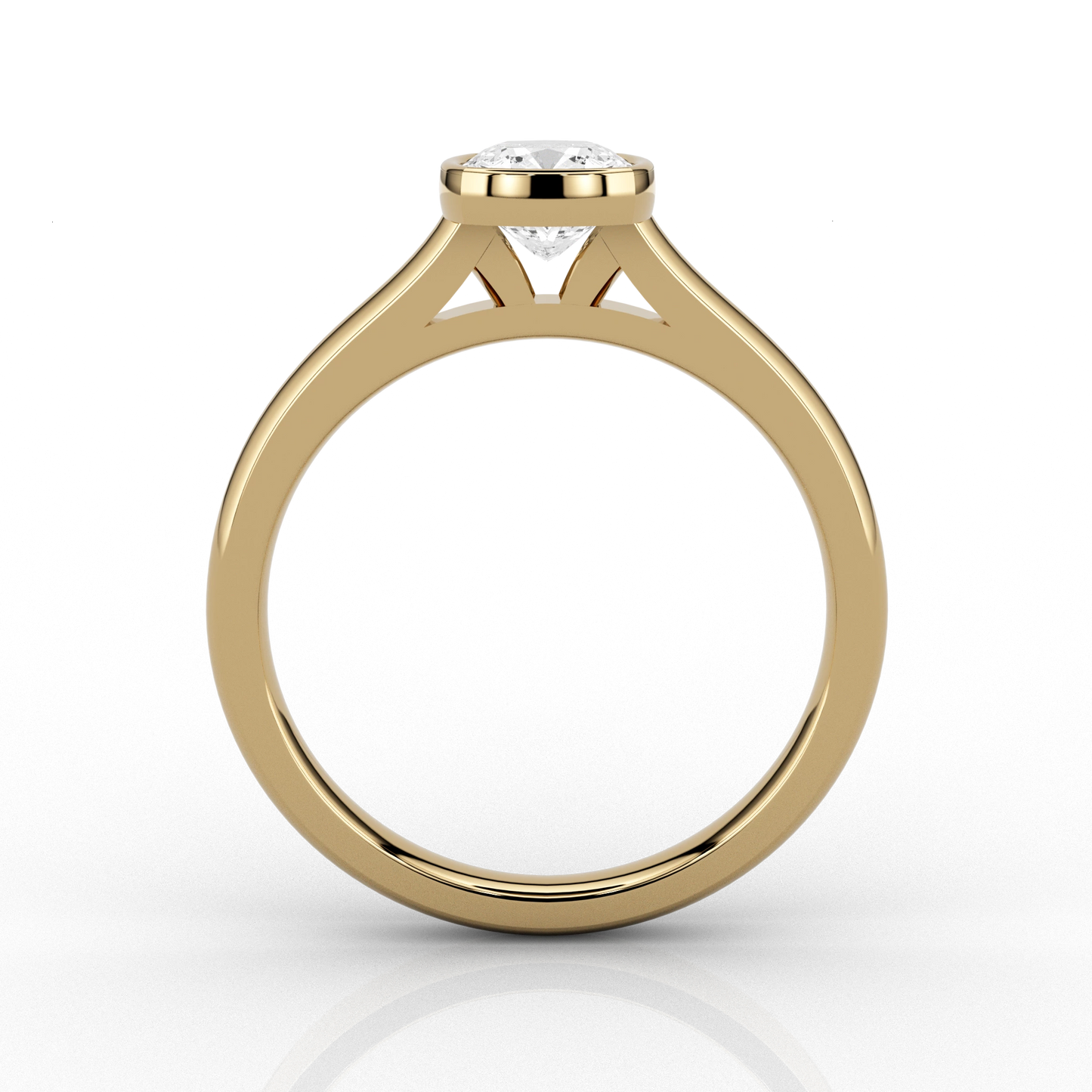 Modern Set Cushion Cut 0.7ct Diamond Ring in 18ct Recycled Yellow Gold