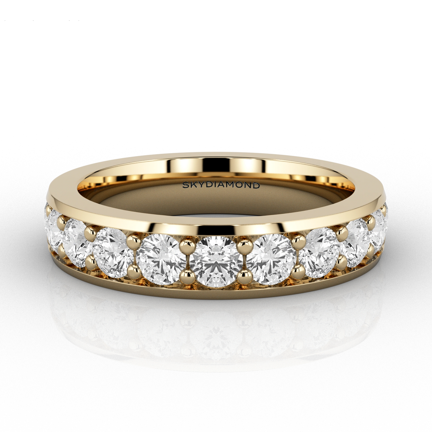 Round Brilliant 1.2ct Grain-Set Two-Thirds Eternity Ring in 18ct Yellow Gold