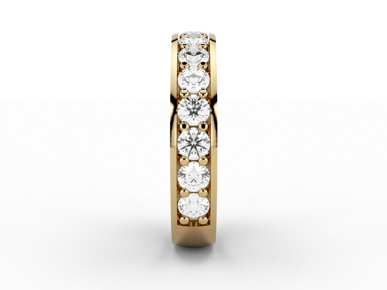 Round Brilliant 1.2ct Grain-Set Two-Thirds Eternity Ring in 18ct Yellow Gold