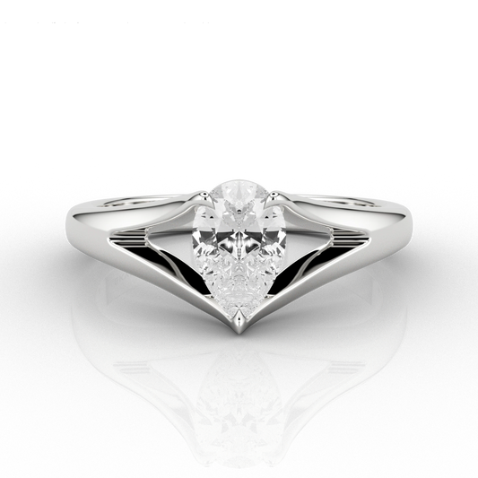 Suspended Pear Cut 0.5ct Diamond Ring in Recycled Platinum