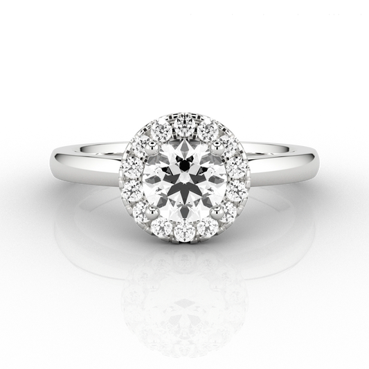 Halo Set Round Brilliant 0.67ct Diamond Engagement Ring in Recycled Platinum