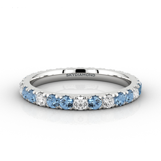 Blue Mix 0.87ct Micro-Set Two-Thirds Eternity Ring in 18ct Recycled Platinum