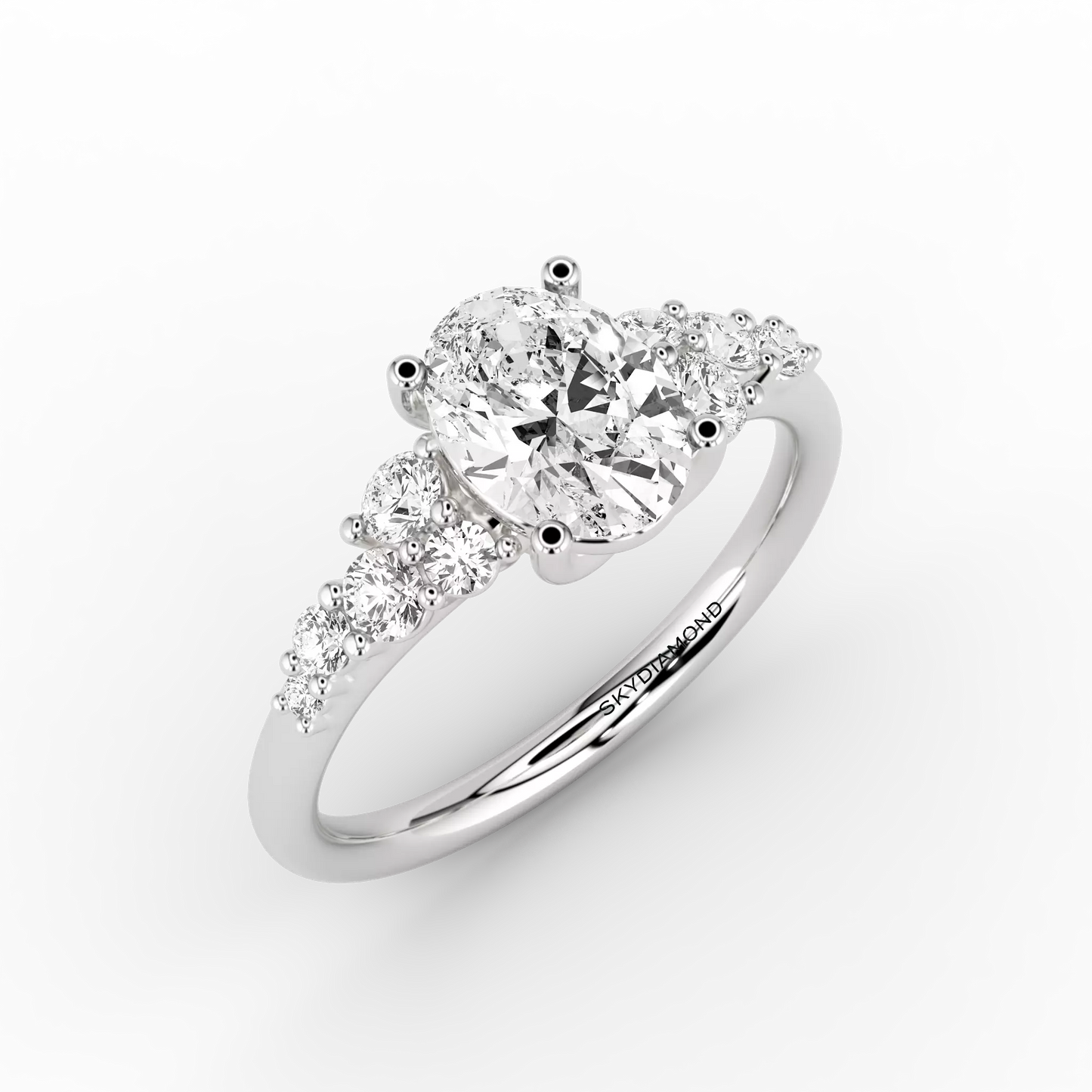 Solaris Floral Oval 0.95 HVS1 Ring in Platinum