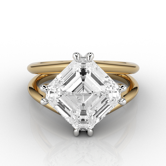 Vento Asscher Cut 5.27ct Diamond Ring in recycled 18ct Yellow Gold