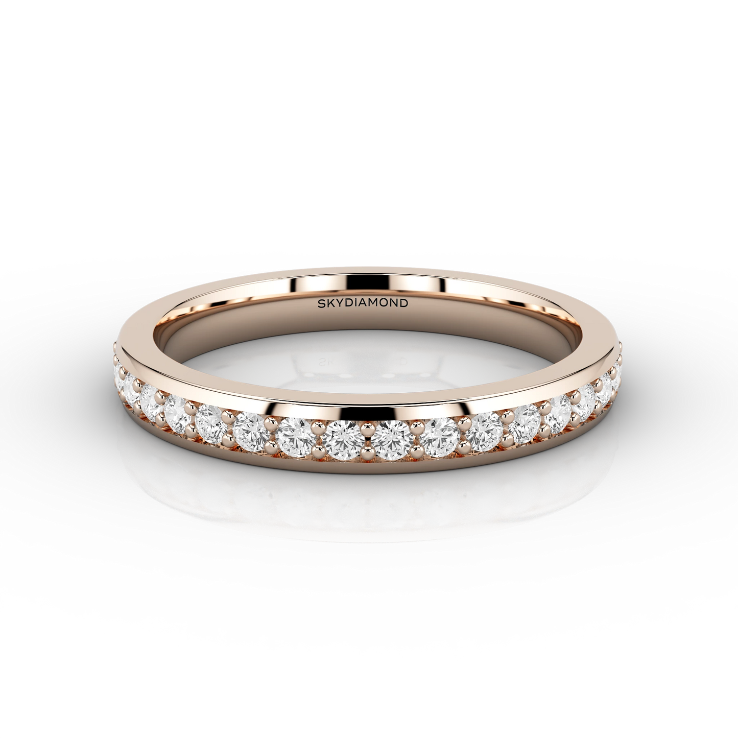 Medium Grain Set Full Eternity Ring in 18ct Rose Gold