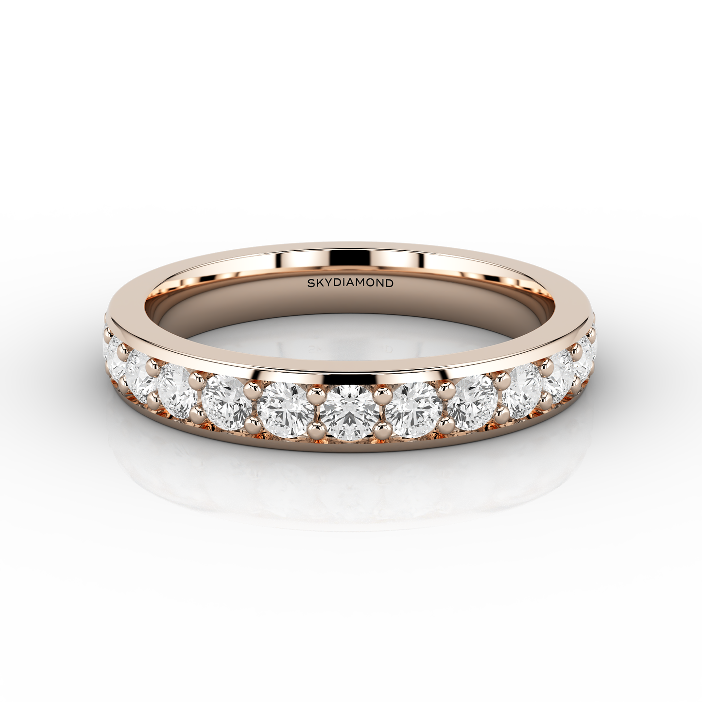 Wide Grain Set Half Eternity Ring in 18ct Rose Gold