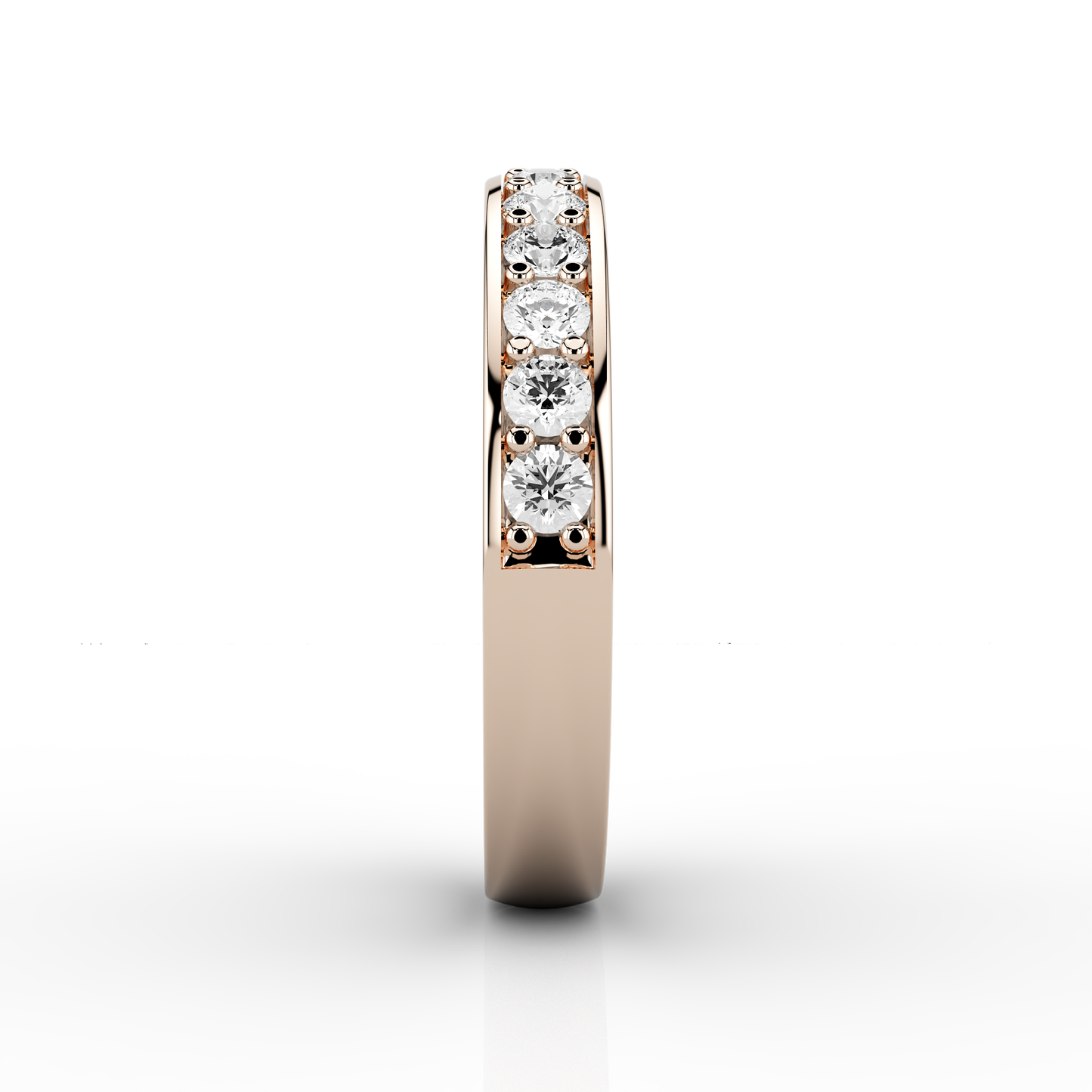 Wide Grain Set Half Eternity Ring in 18ct Rose Gold