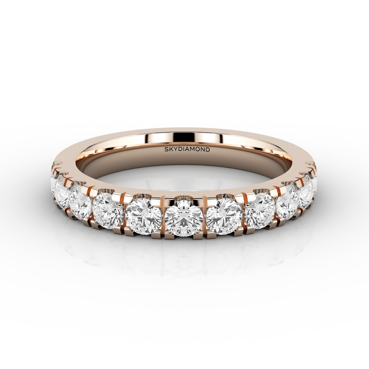 Wide Micro Set Half Eternity Ring in 18ct Rose Gold