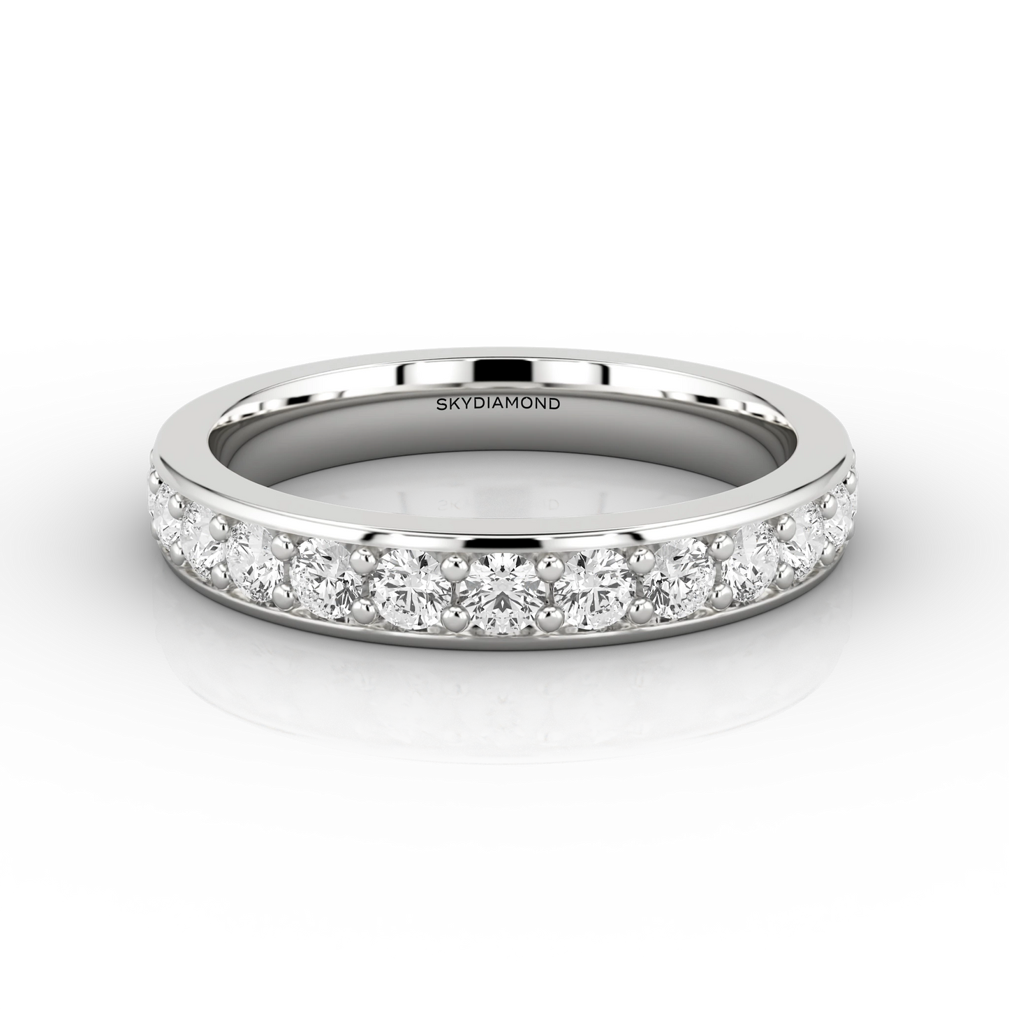 Wide Grain Set Full Eternity Ring in 18ct White Gold