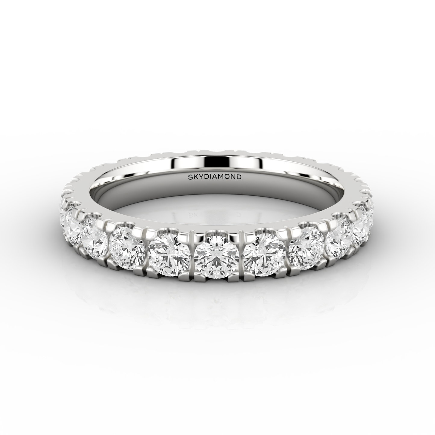 Wide Micro Set Full Eternity Ring in 18ct White Gold