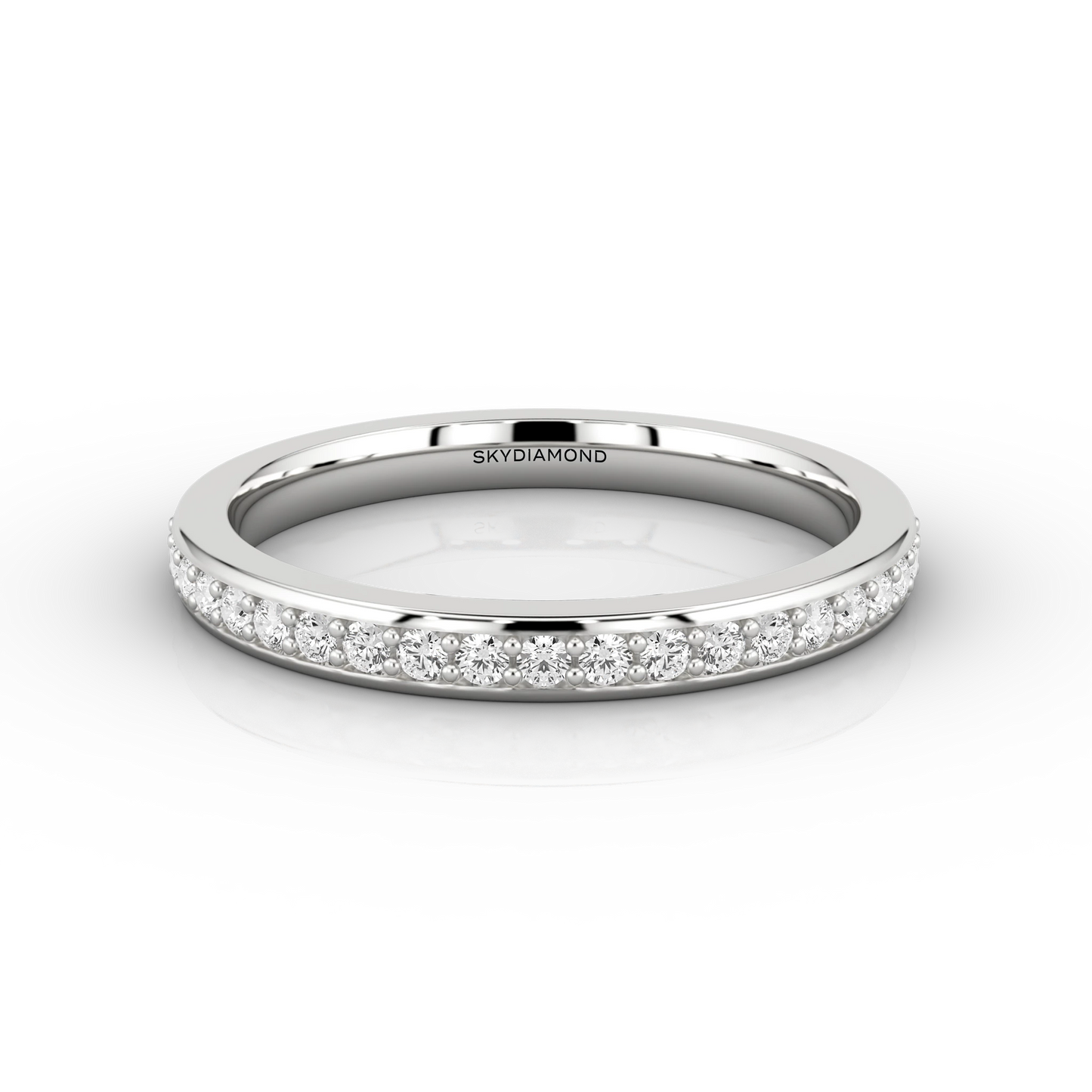 Fine Grain Set Half Eternity Ring in 18ct White Gold