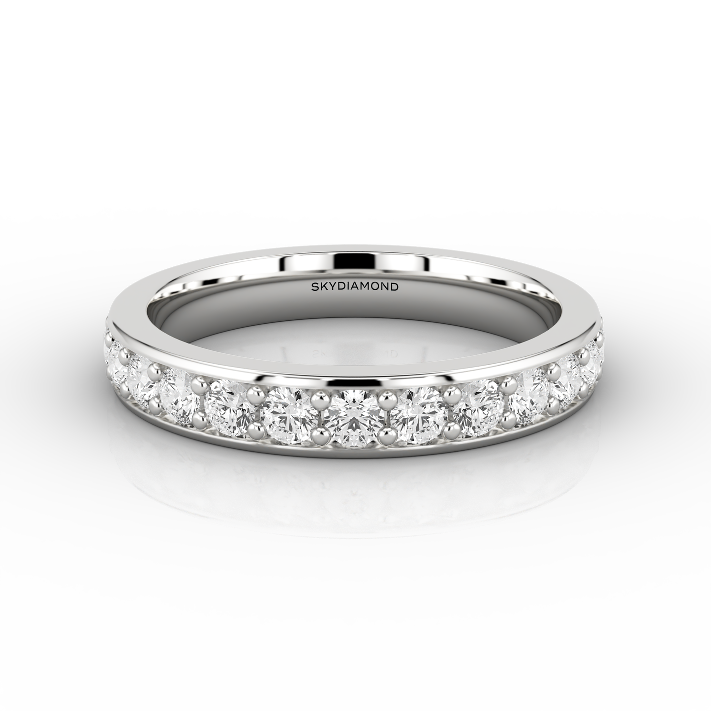 Wide Grain Set Half Eternity Ring in 18ct White Gold