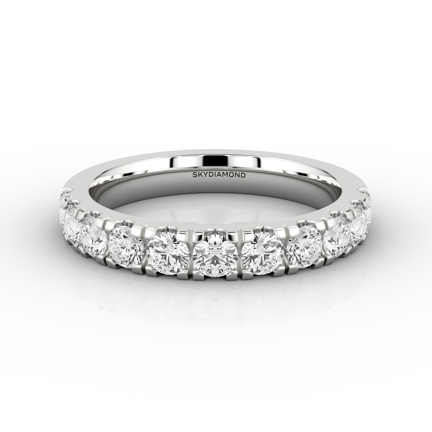 Wide Micro Set Half Eternity Ring in 18ct White Gold