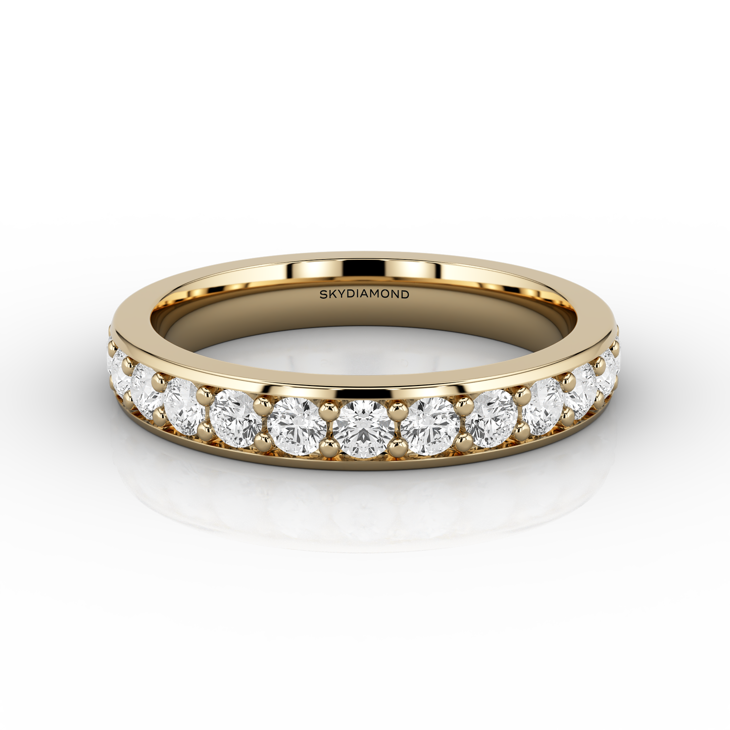 Wide Grain Set Half Eternity Ring in 18ct Yellow Gold