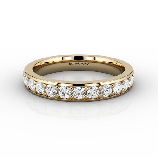 Wide Grain Set Half Eternity Ring in 18ct Yellow Gold