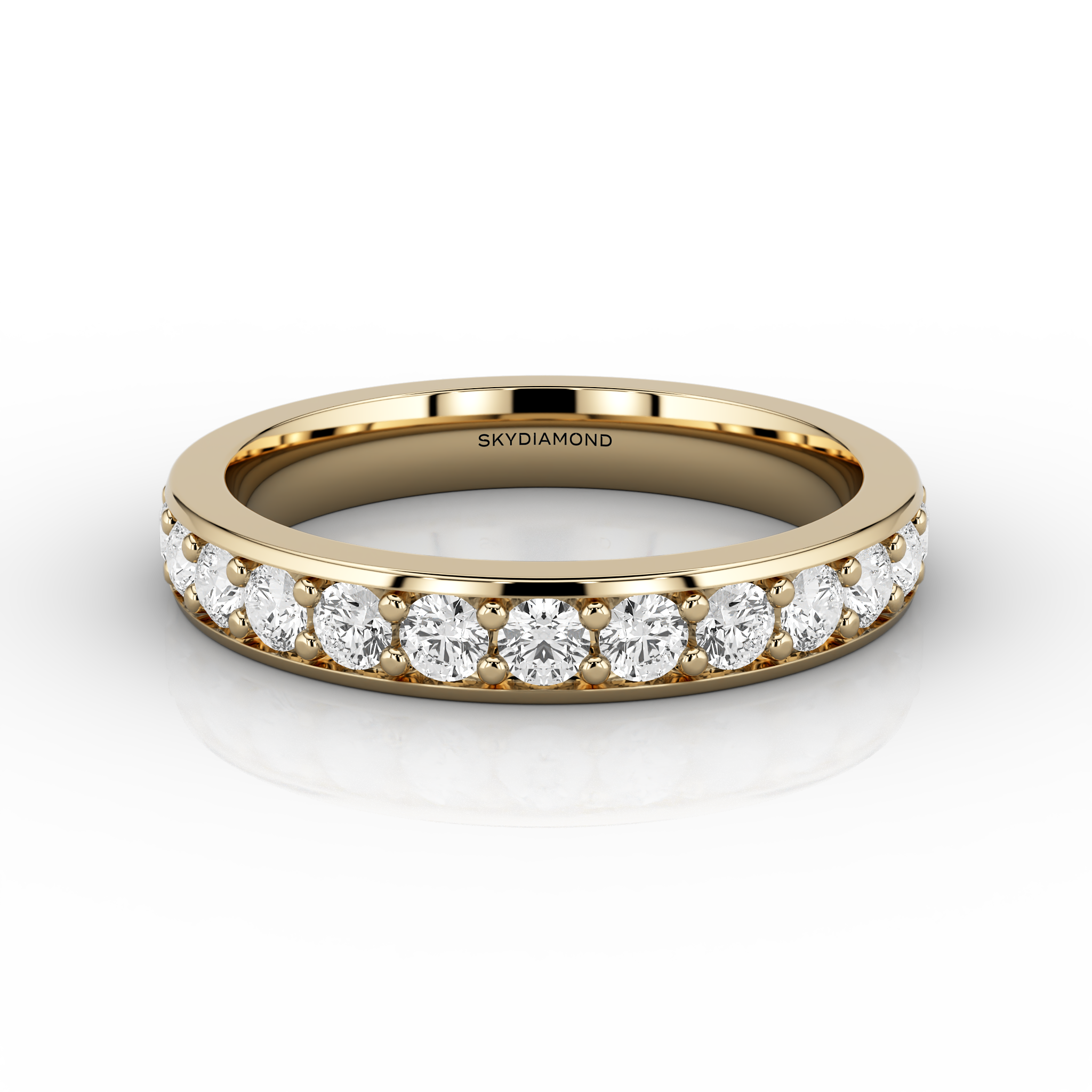 Wide Grain Set Half Eternity Ring