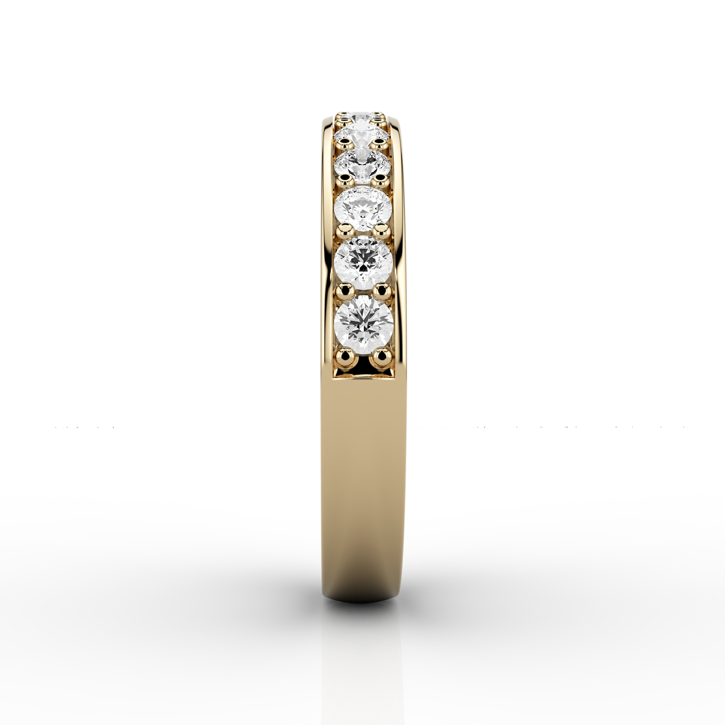 Wide Grain Set Half Eternity Ring in 18ct Yellow Gold
