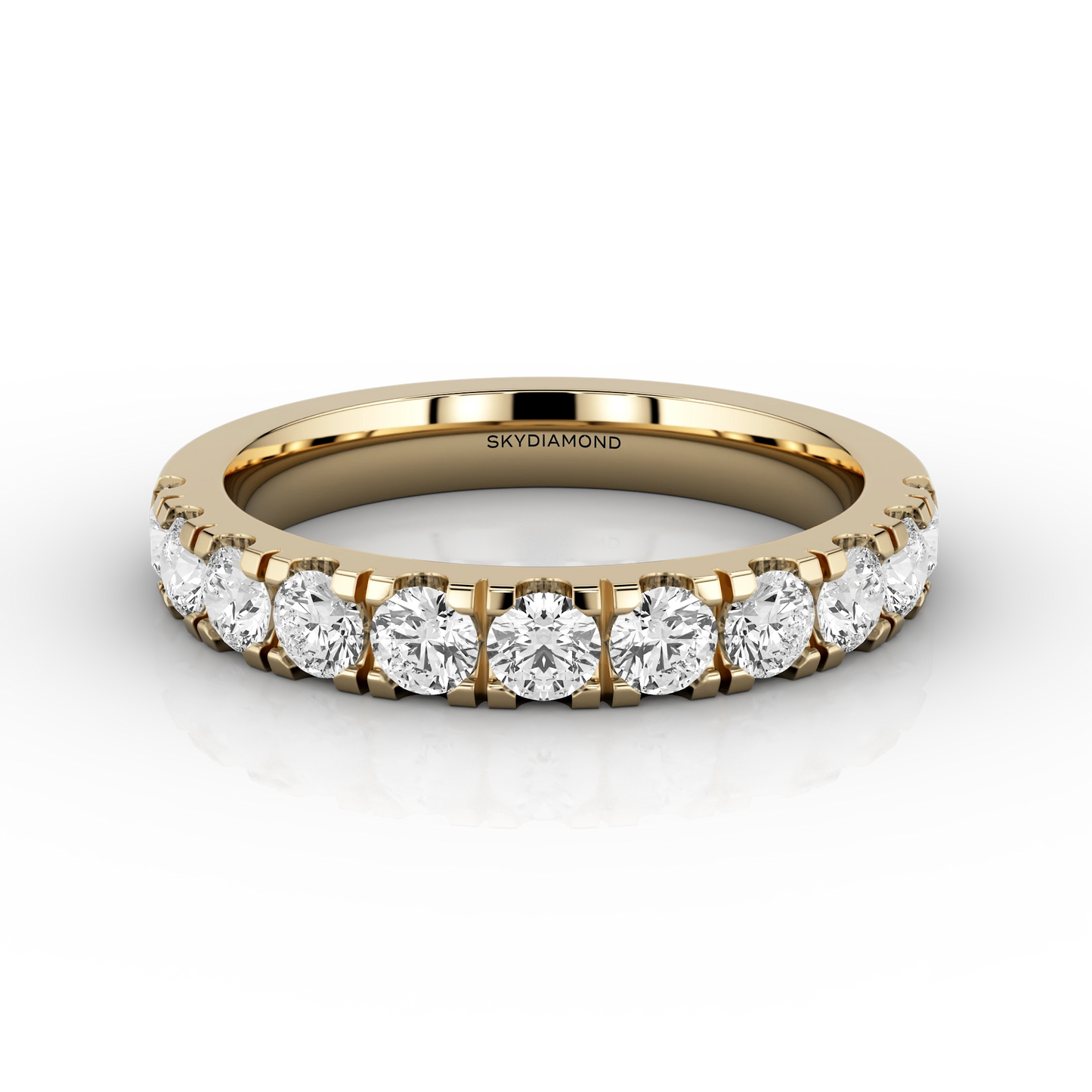 Wide Micro Set Half Eternity Ring in 18ct Yellow Gold
